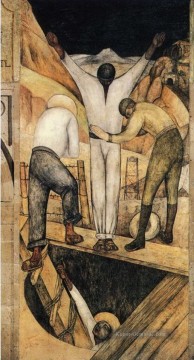 Diego Rivera Werke - Ausfahrt aus dem Bergwerk 1923 Kommunismus Diego Rivera
